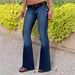 High Waist Vintage Denim Flare Pants For Women – Retro Workwear Style, Slim Fit, Stretch Comfort, Fashionable Bell Bottoms (Deep Blue, Light Blue)_mkmklike.com