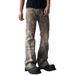 Distressed Cleanfit Digital Print Flared Jeans For Men & Women - Vintage Stitch Detail Slim Straight Leg Denim Pants_mkmklike.com