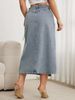 K Tethered Mid Skirt Elegant Women's Split Wrap Long Denim Skirt Loose Retro_mkmklike.com