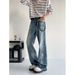 Nordmann European And American High Street Vibes Retro Washed Distressed Cat Whiskers Jeans Men's Straight Leg Slightly Flared_mkmklike.com