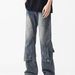 Men's Vintage Button-Fly Jeans – Retro High-Street Straight & Flare Denim Pants (Blue/Black) Secret Storage_mkmklike.com