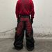 Unisex High-Street Heavy-Duty Patchwork Denim Pants – Grunge Checkered Overlays, Vintage Wide-Leg Silhouette, Subculture Revival, Streetwear Staple_mkmklike.com