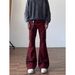 Men's High Waist Flared Jeans - Stretchy Comfort Fit, Red Leopard Print, Wide Leg Trousers For Casual Streetwear_mkmklike.com