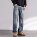 Autumn New Jeans Men's Fit Straight Tube Loose Trendy Brand American Washed Middle Waist Youth American Retro Double Craft_mkmklike.com