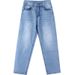 Suitable For All Seasons Light Blue Plus Size Men's Jeans Loose Casual Trendy Hip Hop Street Dance Long Skateboard Pants_mkmklike.com