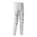 Men's Clothing High Street Fashion White Slim Elastic Hole Patch Jeans_mkmklike.com