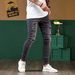 Men's Skinny Jeans Ripped Stretch Patch Denim Layered Pants European American Street Style New_mkmklike.com