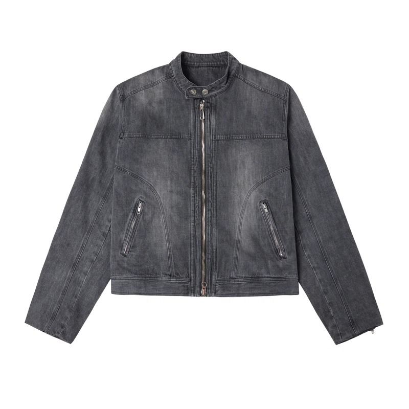 Men's Clothing Washed And Distressed High Collar Design Jacket Men's Spring And Autumn New Loose Trend Denim Jacket_mkmklike.com
