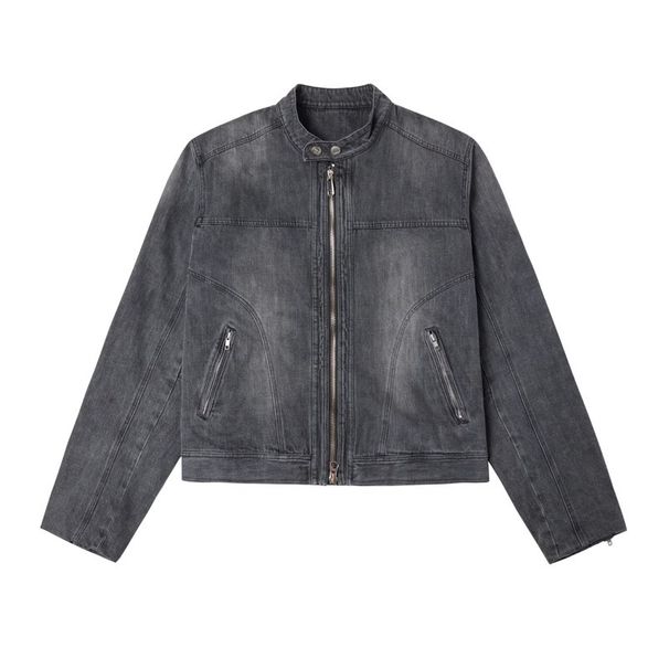 Men's Clothing Washed And Distressed High Collar Design Jacket Men's Spring And Autumn New Loose Trend Denim Jacket_mkmklike.com