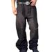 Men's High Street Vintage Jeans – Slim Fit With Subtle Flare, Retro Black Denim For Urban Streetwear (Sizes S-3xl)_mkmklike.com