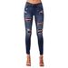 Women's Clothing Leopard Print Ripped Patch Stretch Jeans_mkmklike.com