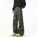 Men's American Style Camouflage Jeans Loose Straight Leg Casual Pants Large Pockets Trendy Cargo Trousers_mkmklike.com