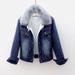 Faux Fur-Lined Denim Jacket – Detachable Shearling Collar Winter Coat With Classic Workwear Silhouette (S-5XL, Dark/Light Blue Washed)_mkmklike.com