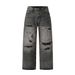 Men's Clothing Men's Streetwear Rhinestone Jeans – Distressed Loose Fit Denim Pants With Hand-Painted Washed Effects (S-3XL, Mid-Rise, No Stretch)_mkmklike.com