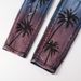 Men's Clothing American Fashion Brand Digital Printing Coconut Tree Pattern Spray Paint Hole Jeans Men's Elastic Slim Hole Jeans 6597_mkmklike.com