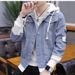 New Perforated Denim, Handsome Men's Clothing, Korean Version, Casual Student Vacation, Two-Piece Hooded Baseball_mkmklike.com