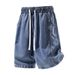 Men's Lyocell Denim Shorts | Elastic Waist Breathable Casual Summer Shorts With Pockets, Lightweight Straight Leg Cargo Shorts_mkmklike.com
