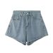 Women's Clothing Style Women's Denim Shorts Casual Summer A-Line Slim Fit Hot Pants Wide Leg Rolled Hem Hot Girl_mkmklike.com