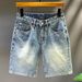 Men's Summer Distressed Washed Denim Shorts - Cracked Print High Street Loose Fit Casual Streetwear_mkmklike.com