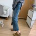 European American Style And Straight-cut Four-way Stretch Denim Jeans For Women, New Spring-summer Model, Petite_mkmklike.com