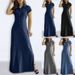 Summer Fashionable Elegant And Elegant Women's Denim Dress Pai Team Long Dress Large Size Half Open Lapel Women's Dress Robe_mkmklike.com
