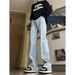 Pendant Straight Yellow Mud American Vibe Pants Retro Blue Jeans Men's Spring Tall Micro-flared Pants_mkmklike.com