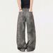 Post-Industrial Style Heavy-Duty Distressed Dirty Denim Flared Pants Men's Niche Design Deconstructed Loose Wide-Leg_mkmklike.com