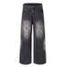 Punk Wasteland Style Vintage Dirty Denim Wide-Leg Men's Ink-Splattered Washed Floor-Length Loose Straight Pants_mkmklike.com