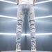 Premium Stretch Denim Jeans – Slim Fit Ripped & Embroidered Men's Pants (Light Blue, Summer Style)_mkmklike.com