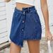 Women's Clothing Summer Washed Button Decoration Irregular Denim Skirt Pants_mkmklike.com