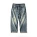 Men's Clothing Fashion Retro Washed Ripped Jeans Wide Leg Loose Casual Floor Mopping Trousers_mkmklike.com