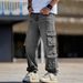Men's Y2K High-Waist Straight Leg Cargo Pants Trendy Loose High Street Cool Versatile Simple Trousers_mkmklike.com