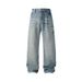 Men's Clothing Ripped Washed Wide Leg Jeans Men's Cracked Washed Wide Leg Jeans - Summer Cleanfit High Street Loose Straight Pants (Blue)_mkmklike.com