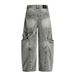 Punk Vintage Washed Jeans Niche Design Loose Casual Men's Vibe Trendy Patchwork Cargo Pants_mkmklike.com
