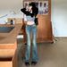 K Spicy American Style Vintage Denim Micro Flared Pants For Women, New Low Rise Slim Fit And Stretchy Flared Pants_mkmklike.com