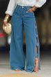 Handcrafted Floral Embroidered High-Slit Distressed Denim Jeans For Women – Vintage Boho Streetwear (Blue, S-2XL)_mkmklike.com
