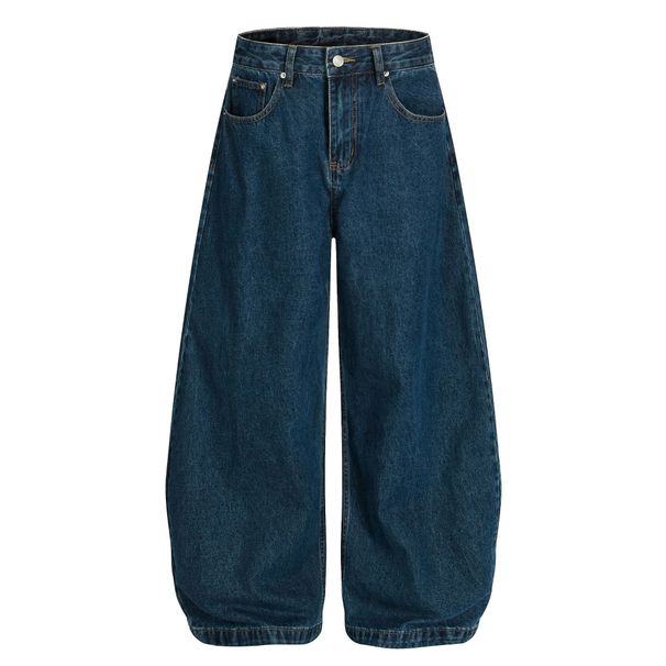 Vintage Washed Blue Relaxed Fit Streetwear Jeans For Men - Retro Denim Pants With Distressed Details_mkmklike.com