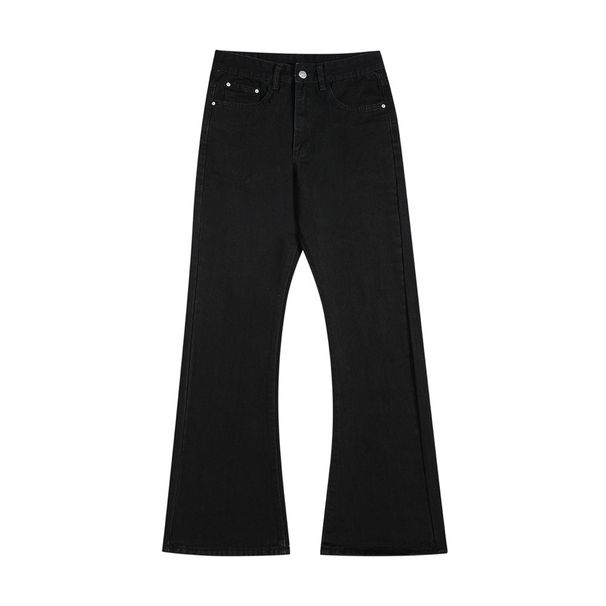 Vibe Trendy Men's Hippie Trend Loose Long Basic Washed Denim Flared Floor-Length Pants_mkmklike.com