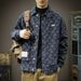 Retro Workwear Denim Jacket Men's Full Print Trendy Brand Lapel High Street Casual Jacket_mkmklike.com