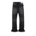 American Street Style Washed Distressed Black Blue Straight Leg Slightly Flared Ink Splash Clean Jeans_mkmklike.com