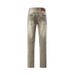 Men's Clothing Men's Slim Straight Leg Denim Jeans Unique Leather Patch Design Stretch Solid Color Trendy Retro Style_mkmklike.com