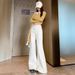 Shisanxing 2026 Spring New Khaki Old Money Style Women's High-Waisted Flared Jeans, Not Tight-Fitting Bell-Bottom Pants_mkmklike.com