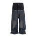 CUT-UP Doppelschichtige Patchwork-Baggy-Jeans Mit Doppelter Taille Für Damen Und Herren, Gerade, Lässige, Lockere Denim-Hose, Übergröße_mkmklike.com