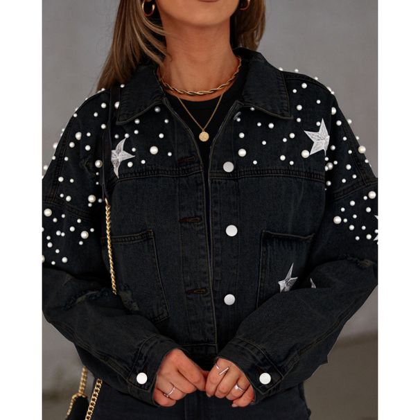 Women’s Embellished Denim Jacket – Heavy Beaded Bohemian Oversized Coat (S-3XL)_mkmklike.com