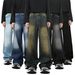 Men's Washed Loose Versatile Casual Straight Wide Leg Trousers_mkmklike.com