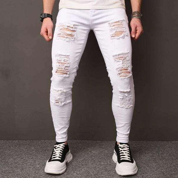 Men's Clothing Men's Simple Solid Color Skinny Pocket Jeans Men's Casual Skinny Jeans Pants_mkmklike.com