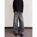 Trendy Wide Leg Cargo Jeans Retro Style For Men And Women Loose Straight Leg With Slight Flare Curved Logger Pants Spring Fashion_mkmklike.com