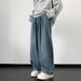 "Unisex Wide Leg Jeans – Korean-Inspired Relaxed Fit Denim Pants For Men & Women (All-Season Stretch, Oversized Streetwear Style, Vintage Wash)"_mkmklike.com
