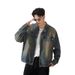 Men's Clothing Washed Retro Nostalgic Blue Denim Jacket Trendy Loose Heavy Duty Handsome Zipper Jacket Top_mkmklike.com