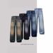Men's Loose Fit Vintage Washed Denim Jeans | 90s Retro Straight Leg Wide Trousers With Dragging Hem Vintage-Inspired Washes_mkmklike.com